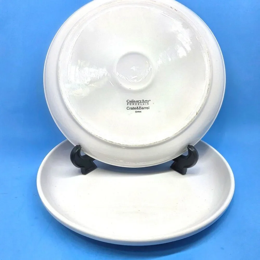 Culinary Arts For Crate And Barrel Set Of 2 White 10 1/2
